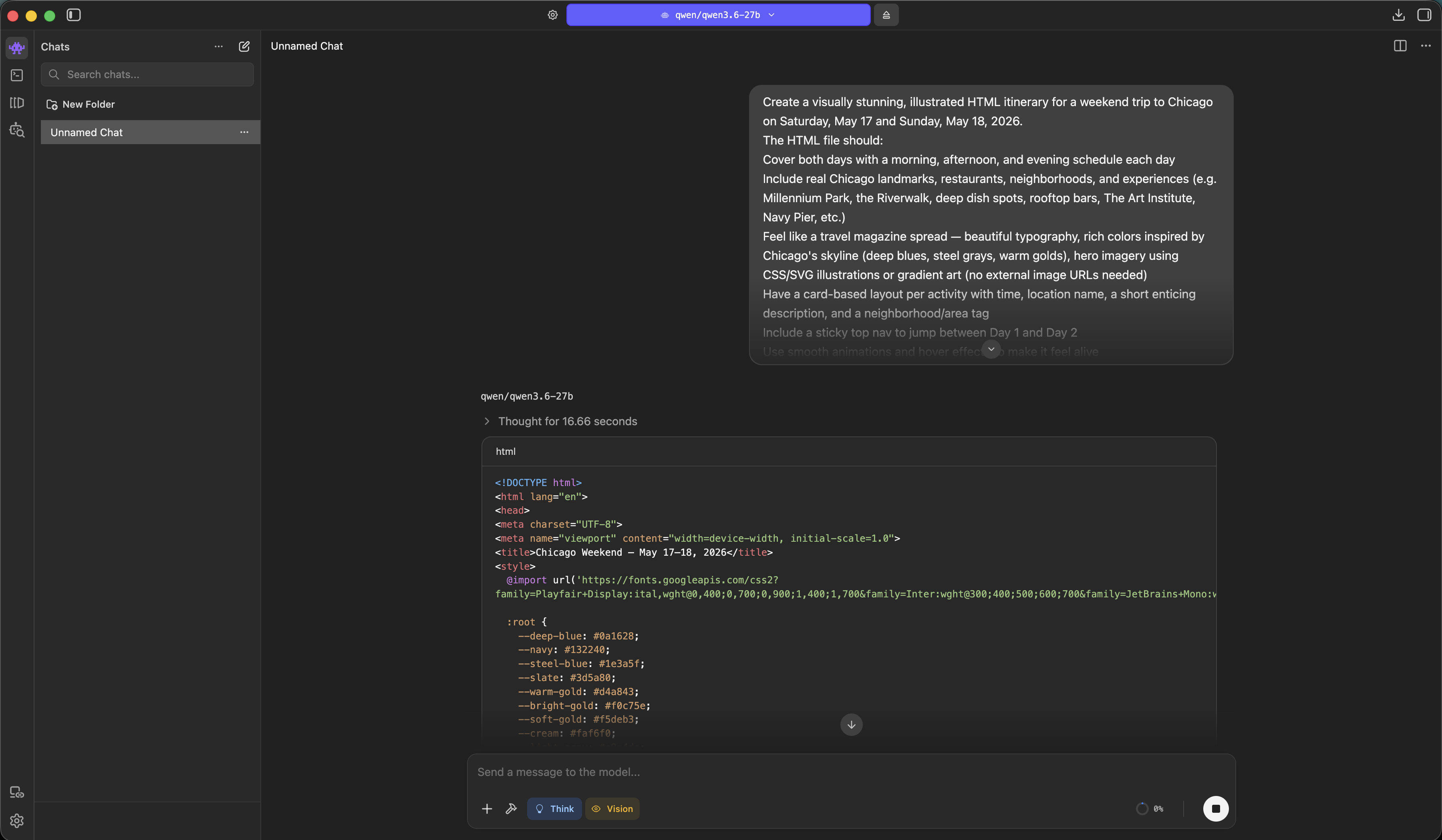 LM Studio desktop application chat interface