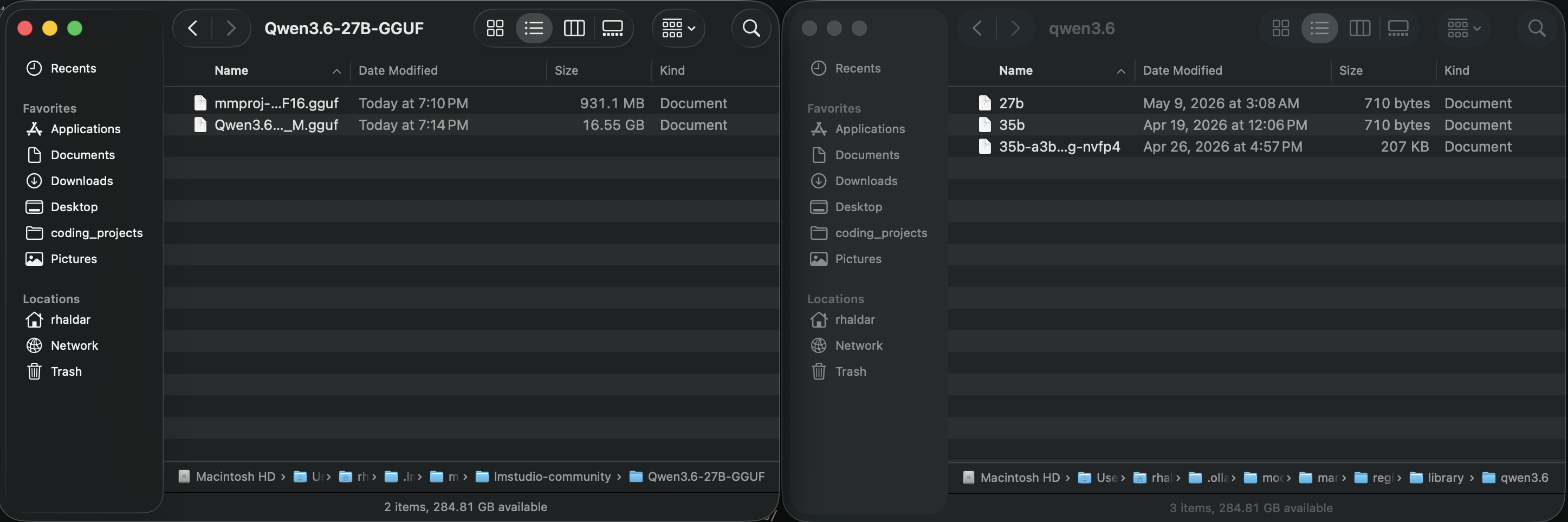 Comparison of LM Studio and Ollama model file directories